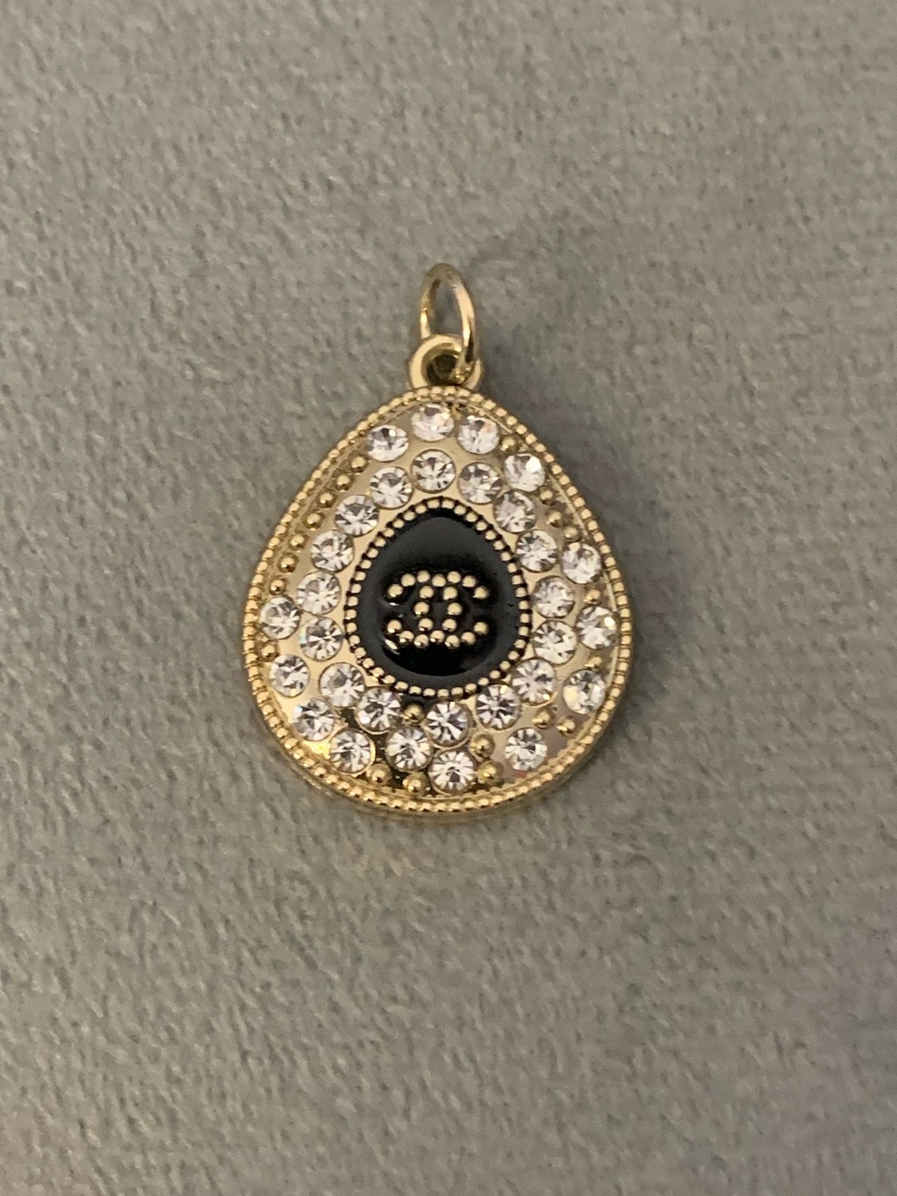 Gold and Black Upcycled Teardrop Crystal Pendant Necklace
